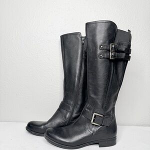 Naturalizer Jessie black leather buckle riding boot
